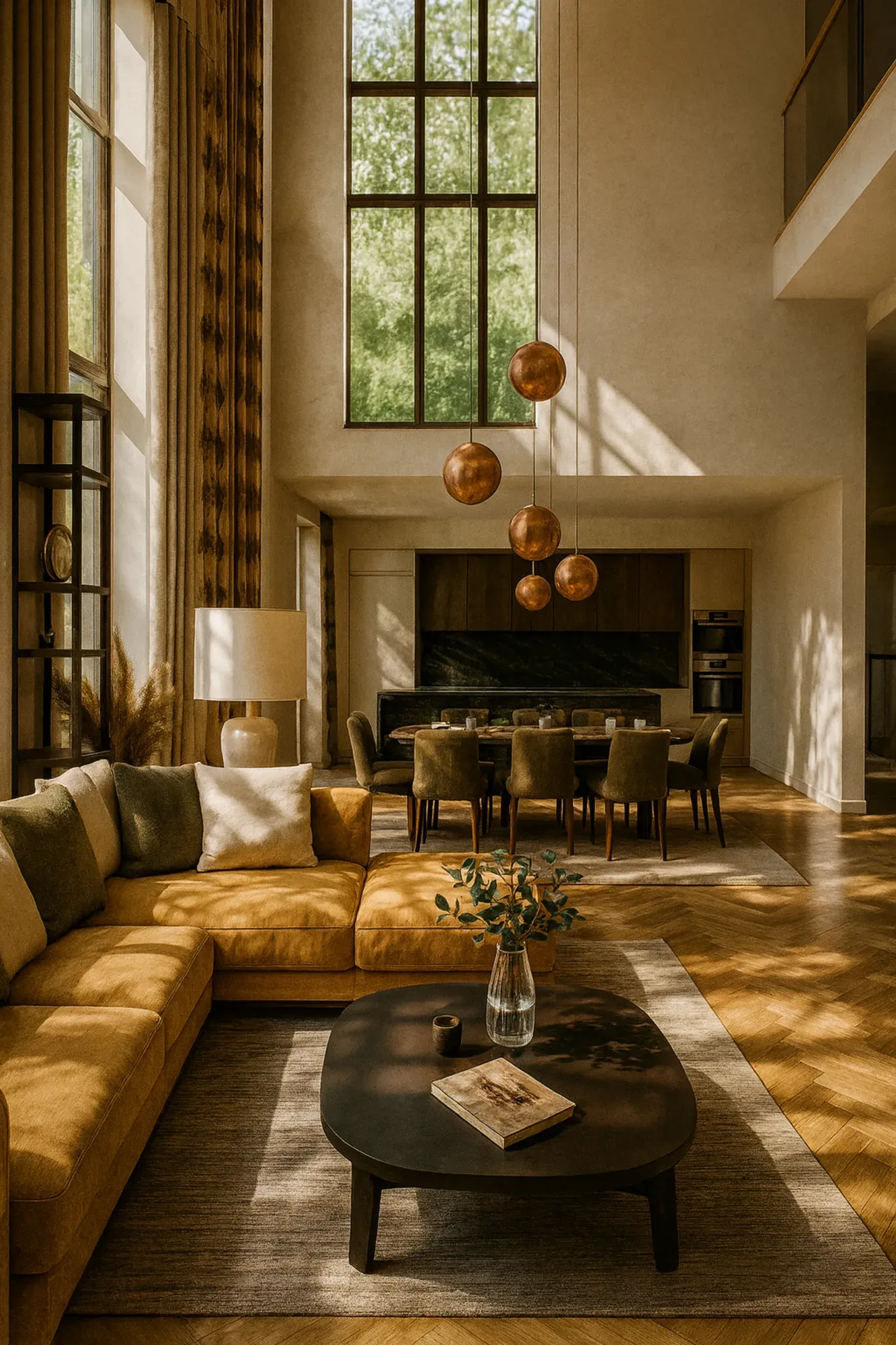 Salon lumineux avec grandes baies vitrées - Architecture d'intérieur Genève
